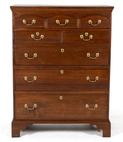 ALAMANCE CO., PIEDMONT, NORTH CAROLINA CHIPPENDALE WALNUT CHEST OF DRAWERS