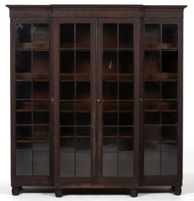 MID-ATLANTIC CLASSICAL MAHOGANY BREAKFRONT BOOK PRESS / LIBRARY CABINET