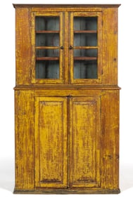 MID-ATLANTIC PAINTED YELLOW PINE AND POPLAR KITCHEN CUPBOARD