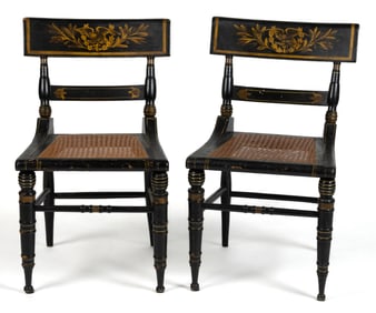 PAIR OF BALTIMORE, MARYLAND CLASSICAL PAINT-DECORATED FANCY SIDE CHAIRS