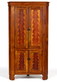 PENNSYLVANIA PAINT-DECORATED POPLAR CORNER CUPBOARD
