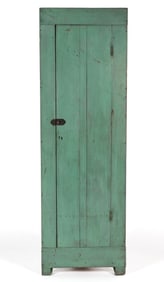 RARE DIMINUTIVE NEW ENGLAND PAINTED BASSWOOD CHILD'S CORNER CUPBOARD
