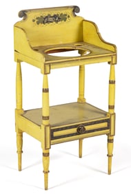 NEW ENGLAND, PROBABLY MAINE, PAINT-DECORATED WHITE PINE OPEN WASHSTAND