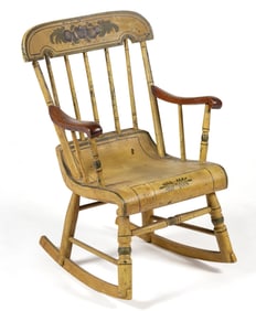 NEW ENGLAND, PROBABLY MAINE, PAINT-DECORATED CHILD'S ROCKER / ROCKING CHAIR