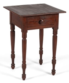 AMERICAN LATE FEDERAL PAINT-DECORATED POPLAR AND PINE STAND TABLE