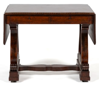 AMERICAN, PROBABLY BOSTON, MASSACHUSETTS, CLASSICAL MAHOGANY SOFA / WRITING TABLE