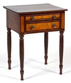 AMERICAN LATE FEDERAL MAHOGANY AND BIRD'S-EYE MAPLE VENEERED WRITING / WORK STAND