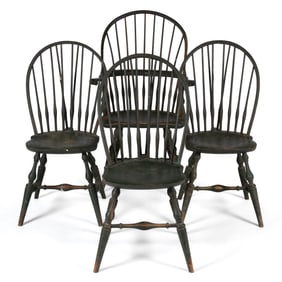 SET OF FOUR WALLACE NUTTING REPRODUCTION WINDSOR CHAIRS