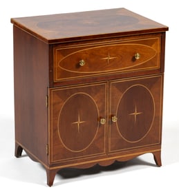 COLONIAL WILLIAMSBURG REPRODUCTION INLAID CHERRY AND MAHOGANY VENEERED APOTHECARY CABINET