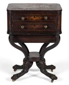 ENGLISH REGENCY PENWORK ROSEWOOD SEWING STAND