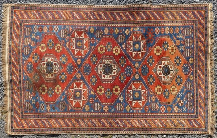 ANTIQUE SHIRVAN CAUCASIAN SCATTER RUG / CARPET