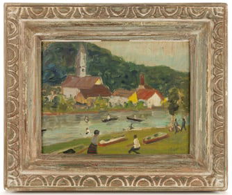 SAMUEL BALDWIN PRATT (VIRGINIA, 1903-1999) RIVERSIDE VILLAGE SCENE