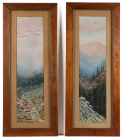 CLARENCE WILLIAM LEACH (COLORADO, 1879-1947) MOUNTAIN SCENE PAINTINGS, PAIR