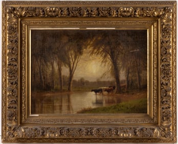 CLINTON LOVERIDGE (AMERICAN, 1824-1902) LANDSCAPE WITH CATTLE