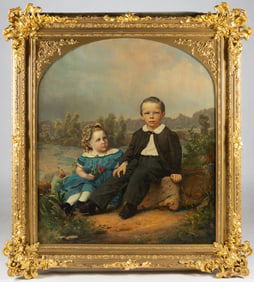 EAST TENNESSEE ATTRIBUTED DOUBLE PORTRAIT OF SIBLINGS