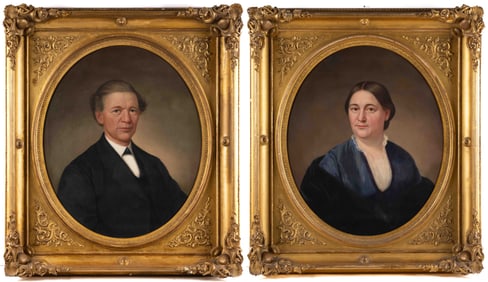 PAIR OF AMERICAN SCHOOL (19TH CENTURY) PORTRAITS POSSIBLY OF THE CARTER FAMILY OF VIRGINIA