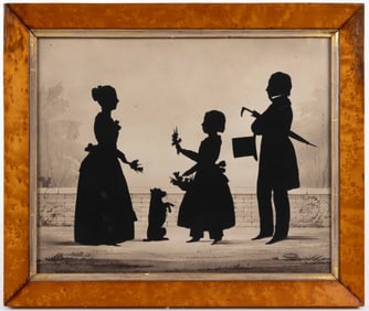 AUGUSTE EDOUART (FRENCH / AMERICAN, 1789-1861) CUT-AND-PASTED FAMILY SILHOUETTE