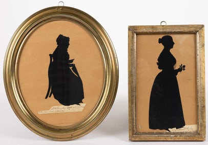 AUGUSTE EDOUART (FRENCH / AMERICAN, 1789-1861) ATTRIBUTED CUT-AND-PASTED SILHOUETTES, LOT OF TWO