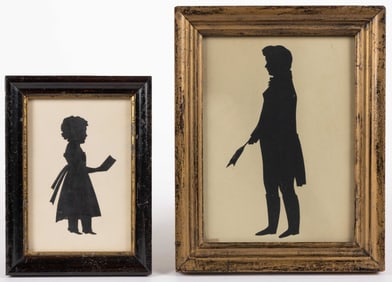AMERICAN / BRITISH SCHOOL (19TH CENTURY) CUT-AND-PASTED SILHOUETTES, LOT OF TWO