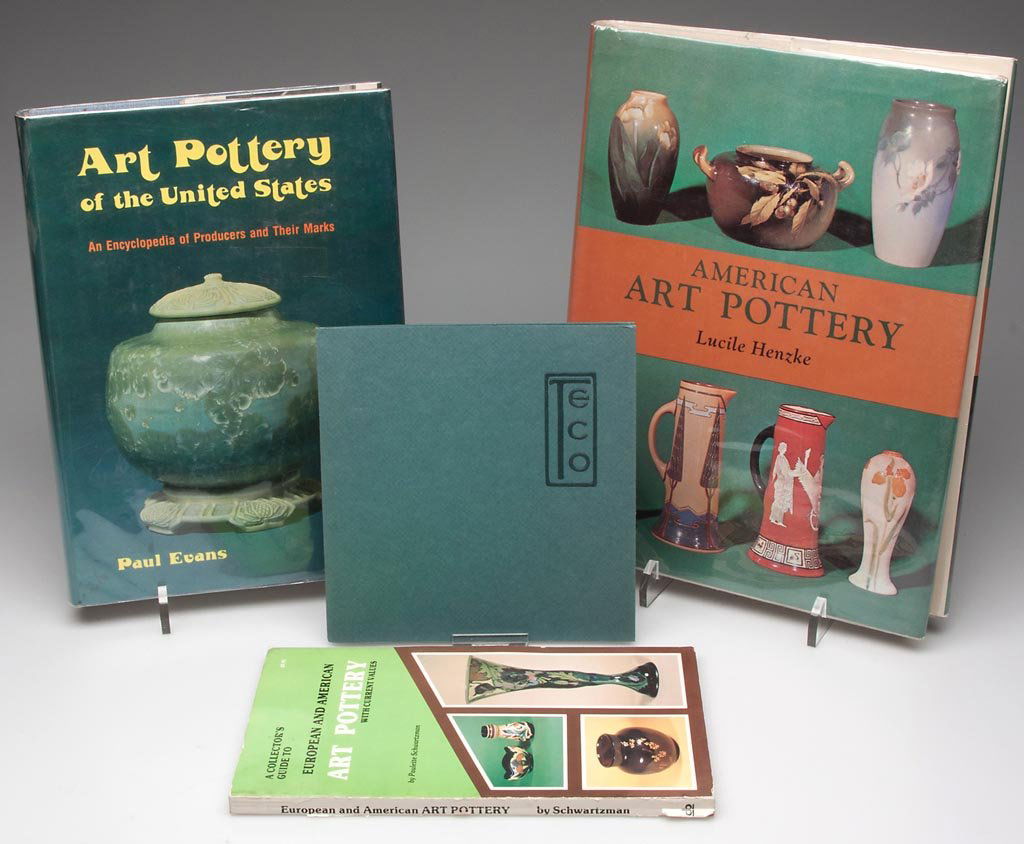 THREE VOLUMES ON AMERICAN ART POTTERY AND A REISSUE OF : THREE VOLUMES ON AMERICAN ART POTTERY AND A REISSUE OF A 1905 PAMPHLET, "Hints For Gifts and Home Decoration: Teco," originally issued in 1905; "American Art Pottery," by Lucile Henzke, "Art Pottery o