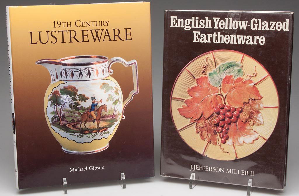 TWO VOLUMES ON ENGLISH POTTERY: TWO VOLUMES ON ENGLISH POTTERY, comprising "English Yellow-Glazed Earthenware," by Jefferson Miller II and "19th Century Lusterware," by Michael Gibson. Provenance: From the library of Lorraine Galins