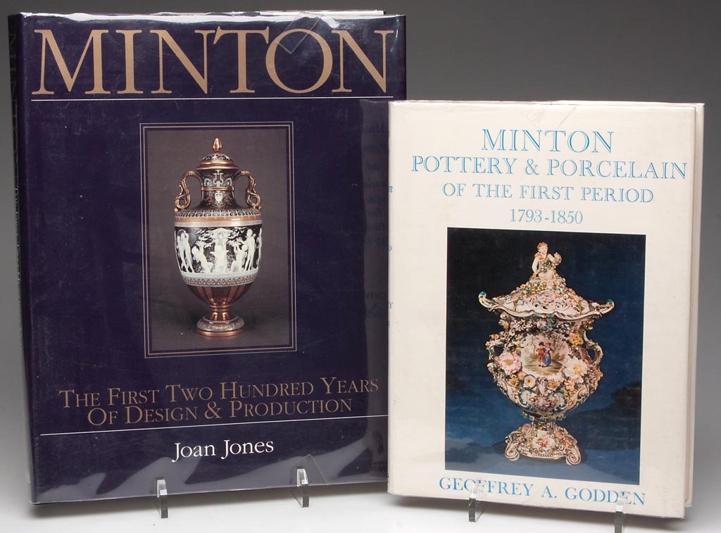 TWO VOLUMES ON MINTON PORCELAIN: TWO VOLUMES ON MINTON PORCELAIN, comprising "Minton Pottery & Porcelain of the First Period, 1793-1850," by Geoffrey A. Godden and "Minton: The First Two Hundred Years of Design & Production," by Joan