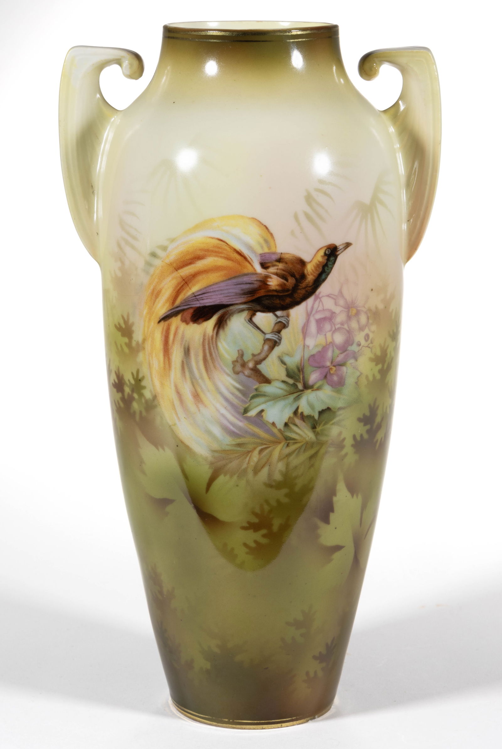 R.S. PRUSSIA PORCELAIN BIRD MOTIF VASE (1 of 4)