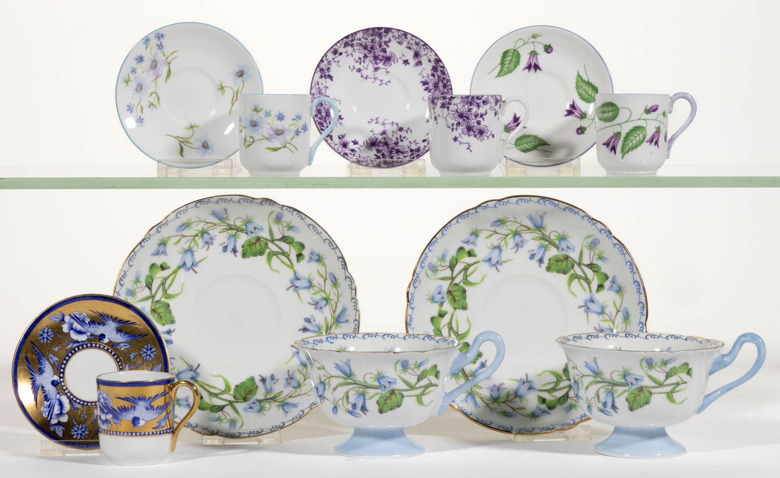 ENGLISH SHELLEY CHINA MINIATURE AND OTHER CUP AND SAUCER SETS, LOT OF SIX (1 of 1)