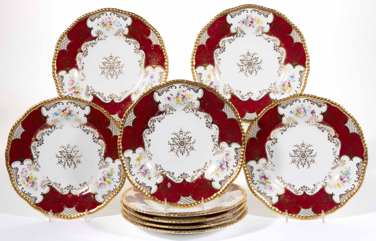 ENGLISH COALPORT FOR TIFFANY & CO. PORCELAIN PLATES, LOT OF NINE (1 of 2)
