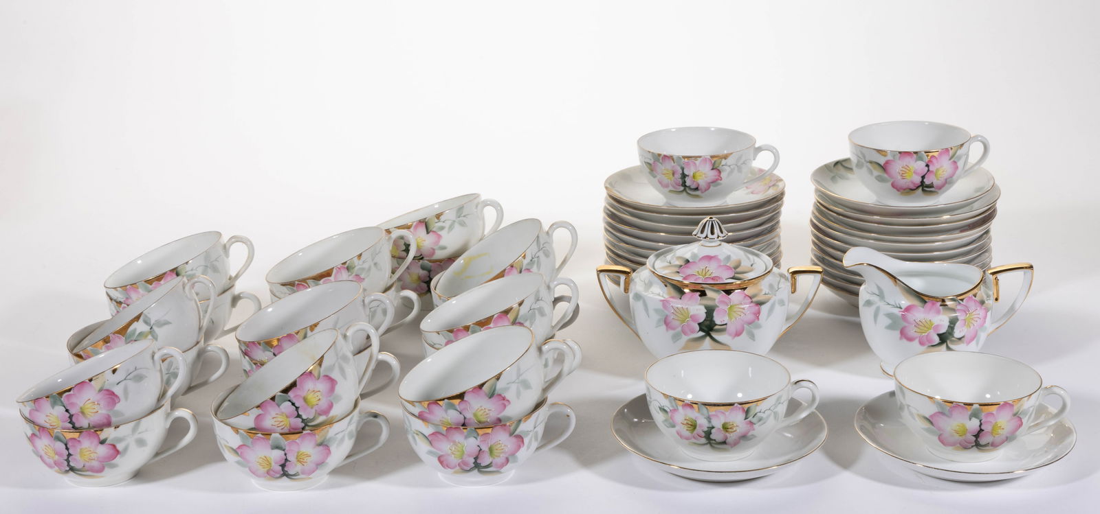 JAPANESE NORITAKE CHINA HAND-PAINTED AZALEA 26-PIECE PARTIAL TEA SET (1 of 1)