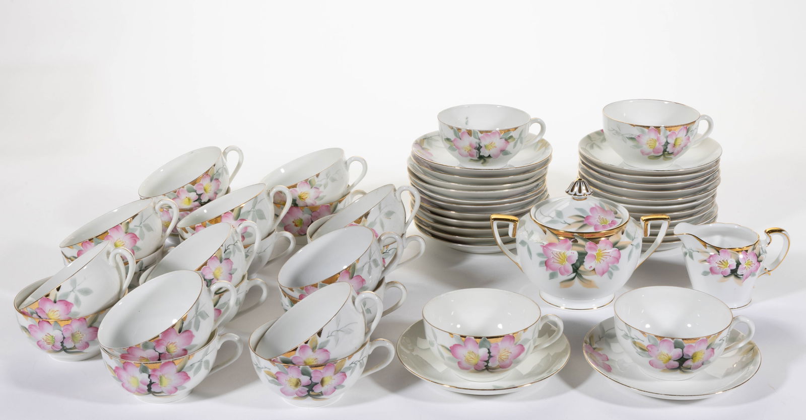 JAPANESE NORITAKE CHINA HAND-PAINTED AZALEA 26-PIECE PARTIAL TEA SET (1 of 1)