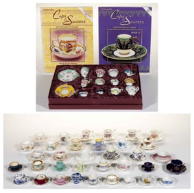 ASSORTED CERAMIC MINIATURE CUP AND SAUCER SETS, UNCOUNTED LOT