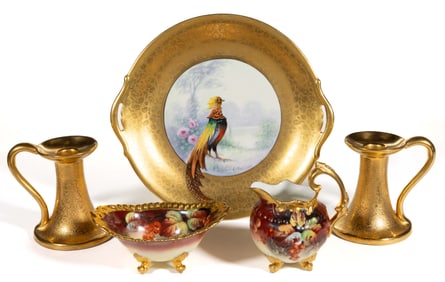 AMERICAN PICKARD-DECORATED PORCELAIN ARTICLES, LOT OF THREE