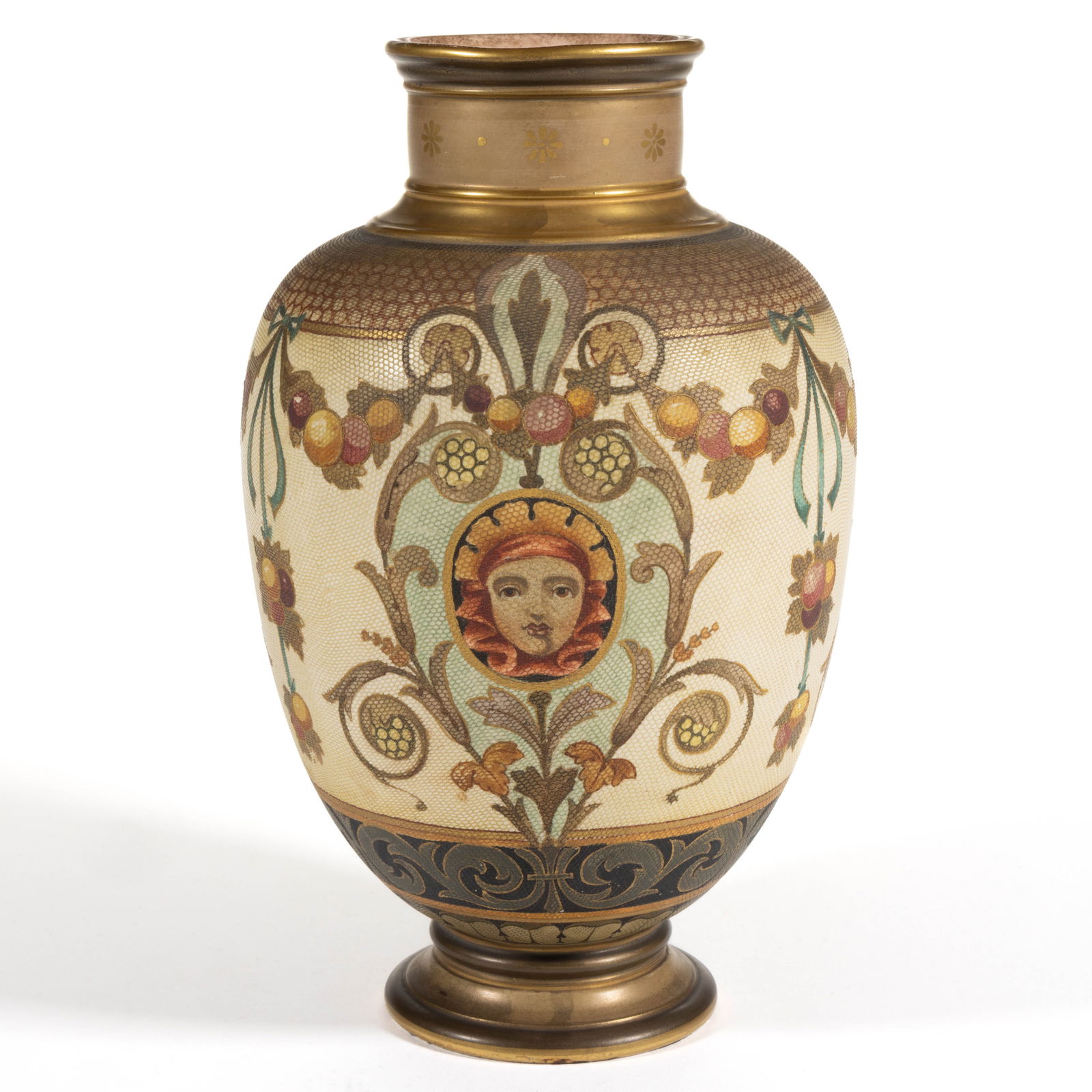 ENGLISH DOULTON SLATER'S PATENT ART NOUVEAU-STYLE CERAMIC TAPESTRY VASE (1 of 3)