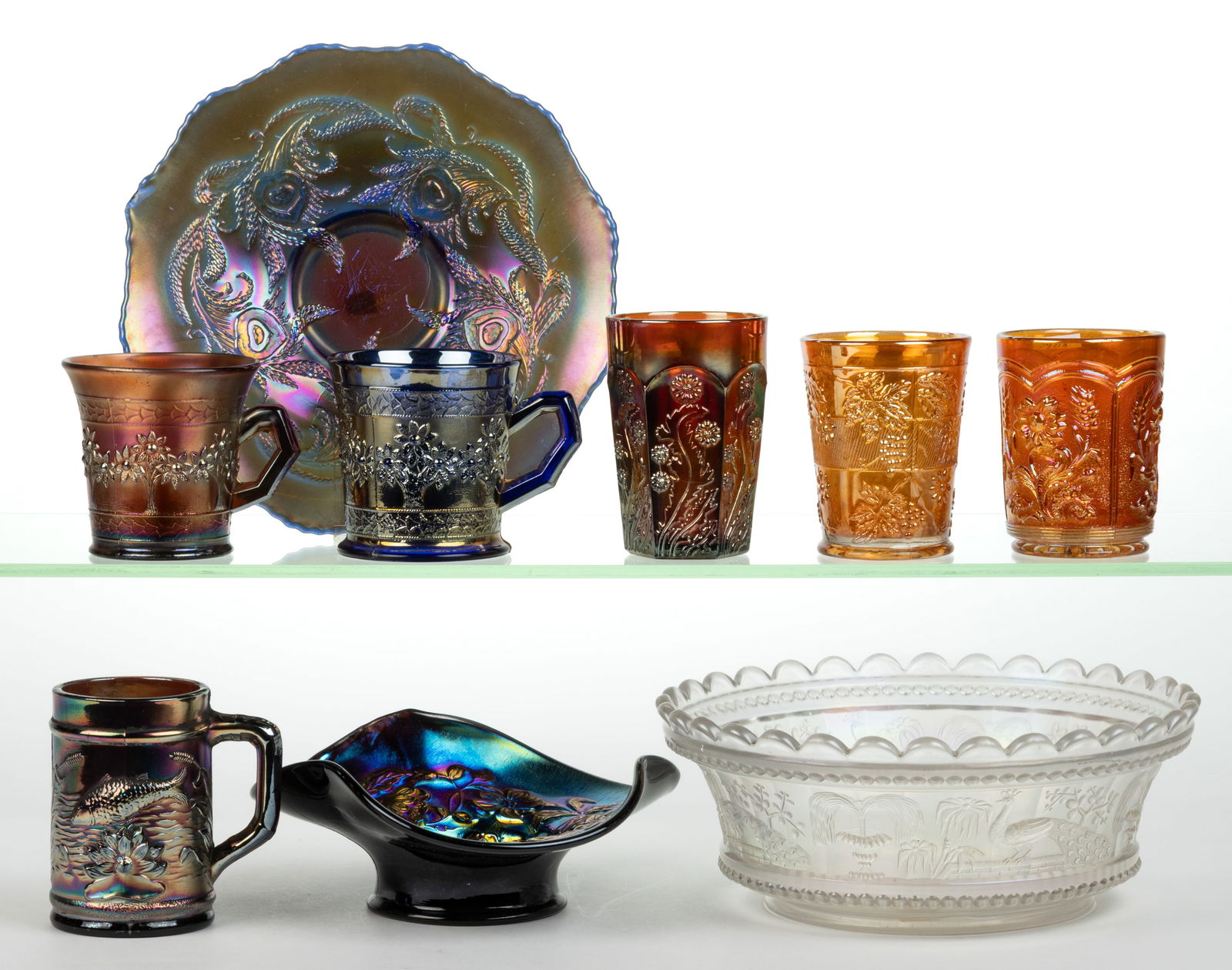 ASSORTED CARNIVAL GLASS ARTICLES, LOT OF NINE (1 of 1)