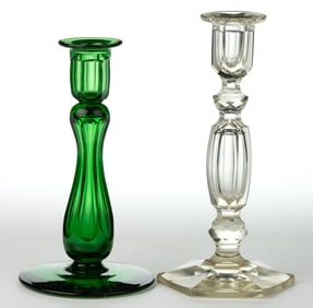 ASSORTED CUT GLASS CANDLESTICKS, LOT OF TWO