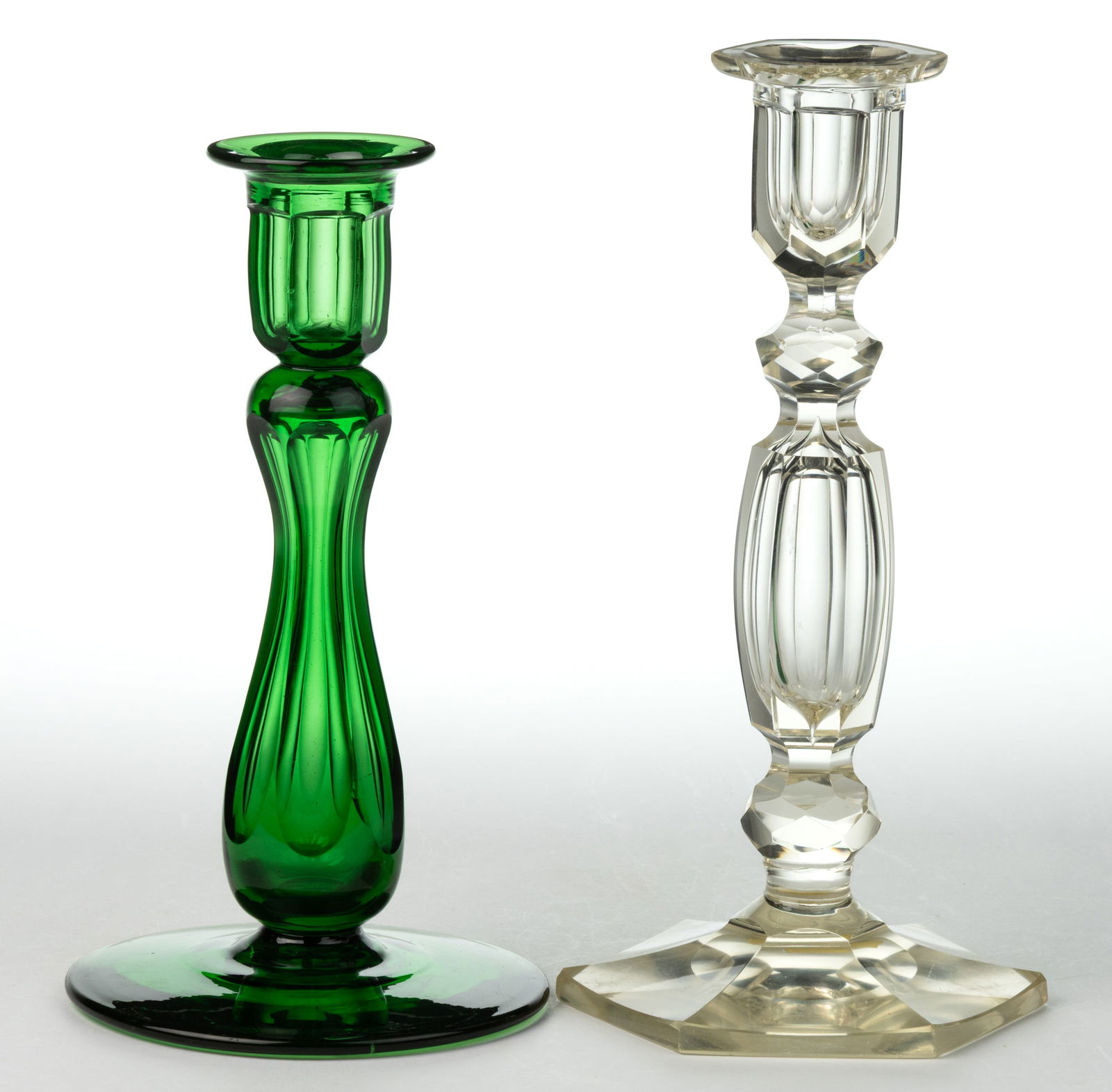 ASSORTED CUT GLASS CANDLESTICKS, LOT OF TWO (1 of 1)