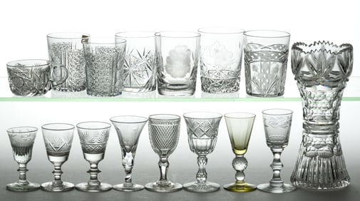 ASSORTED CUT AND OTHER GLASS ARTICLES, LOT OF 16