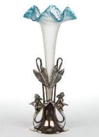 VICTORIAN SATIN GLASS LILY / TRUMPET VASE