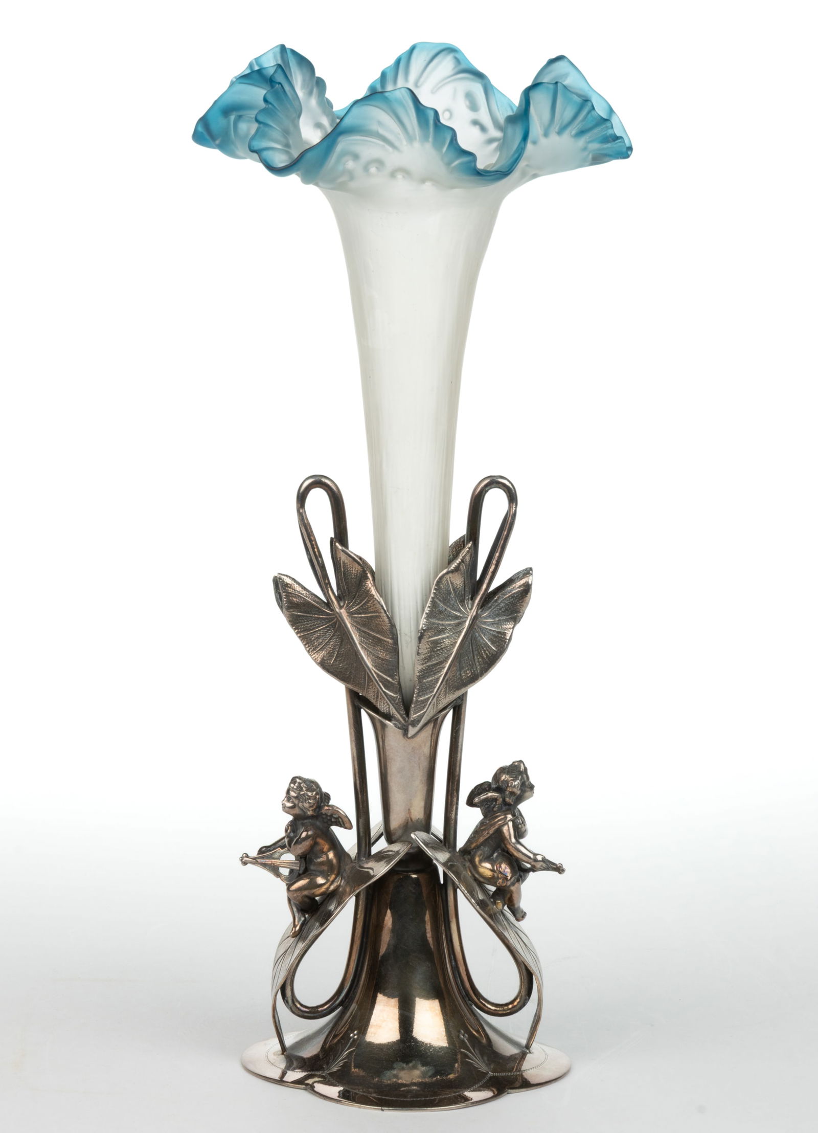 VICTORIAN SATIN GLASS LILY / TRUMPET VASE (1 of 1)