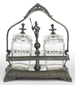 VICTORIAN GLASS DOUBLE PICKLE CASTER