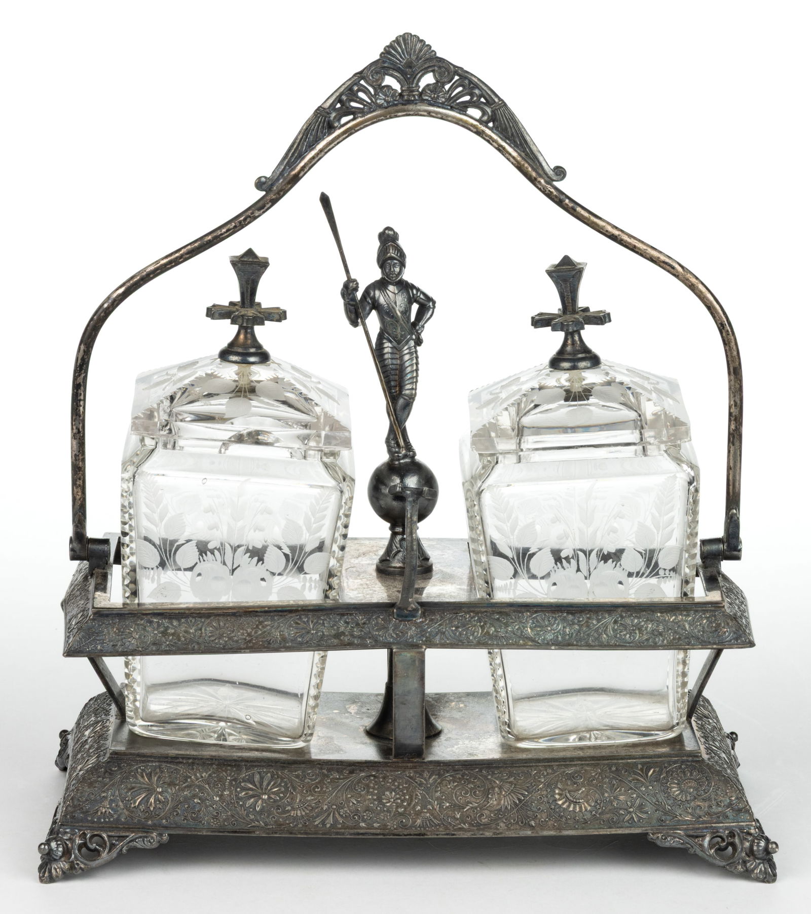 VICTORIAN GLASS DOUBLE PICKLE CASTER (1 of 1)