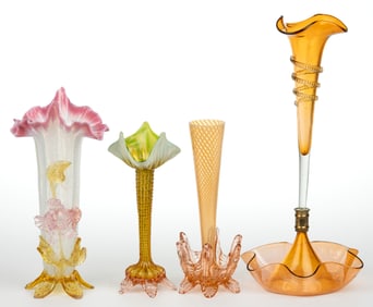 ASSORTED VICTORIAN GLASS ARTICLES, LOT OF FOUR