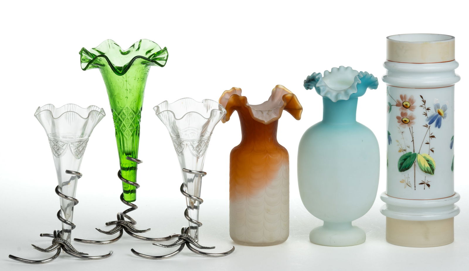 ASSORTED VICTORIAN GLASS VASES, LOT OF SIX (1 of 1)