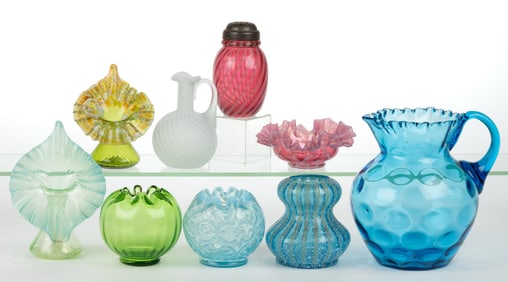 ASSORTED VICTORIAN GLASS ARTICLES, LOT OF NINE