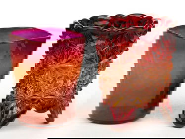 AMBERINA TOOTHPICK HOLDERS, LOT OF TWO