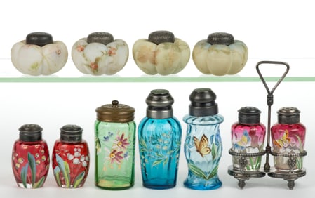 ASSORTED VICTORIAN SALT AND PEPPER SHAKERS, LOT OF SEVEN