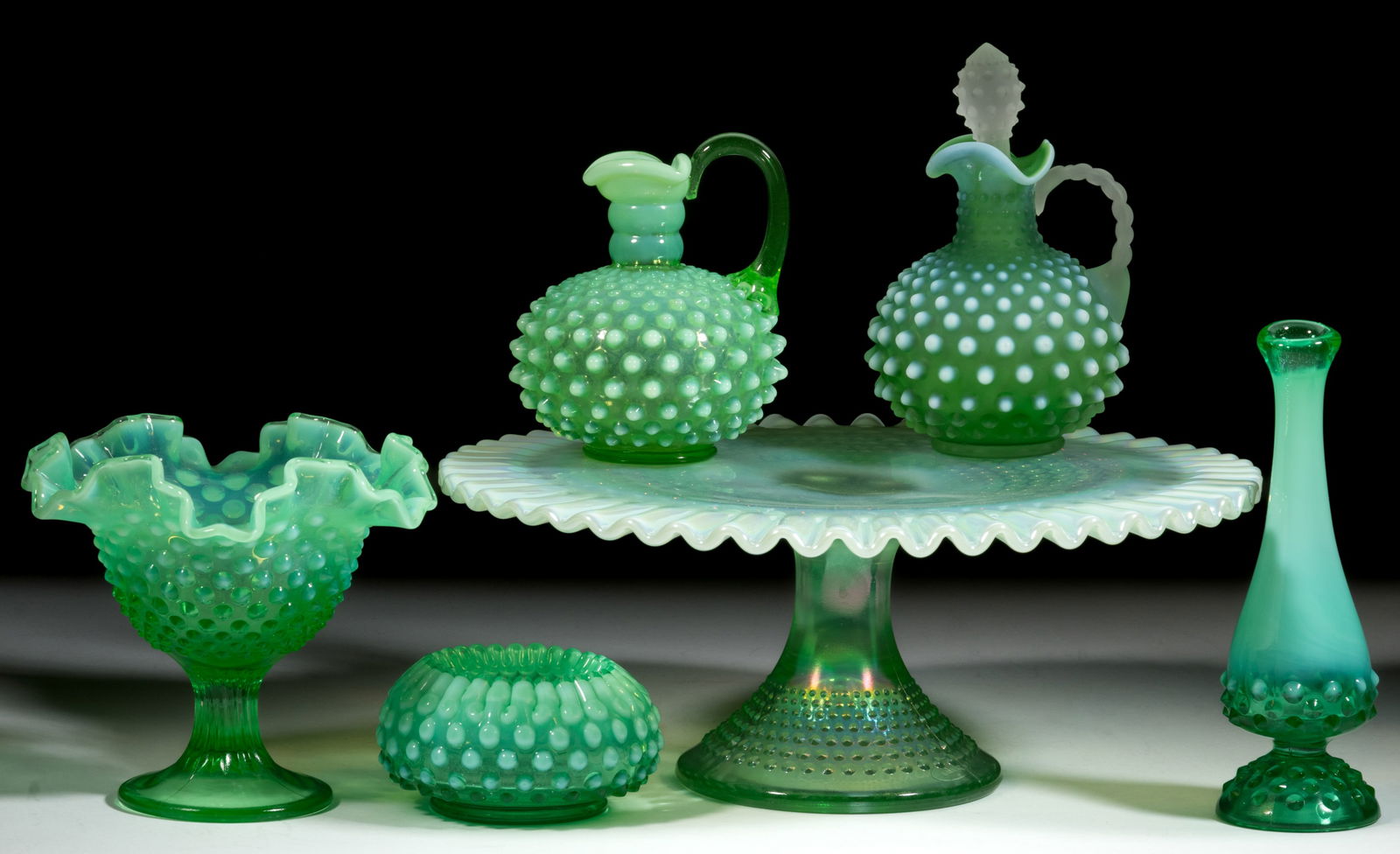 FENTON HOBNAIL OPALESCENT GLASS ARTICLES, LOT OF SIX (1 of 1)