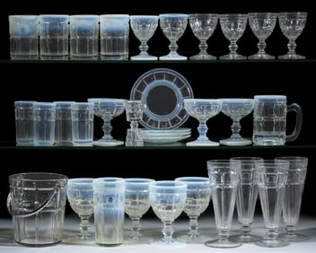FENTON PLYMOUTH NO. 1620 BAR AND COCKTAIL GLASS ARTICLES, LOT OF 33
