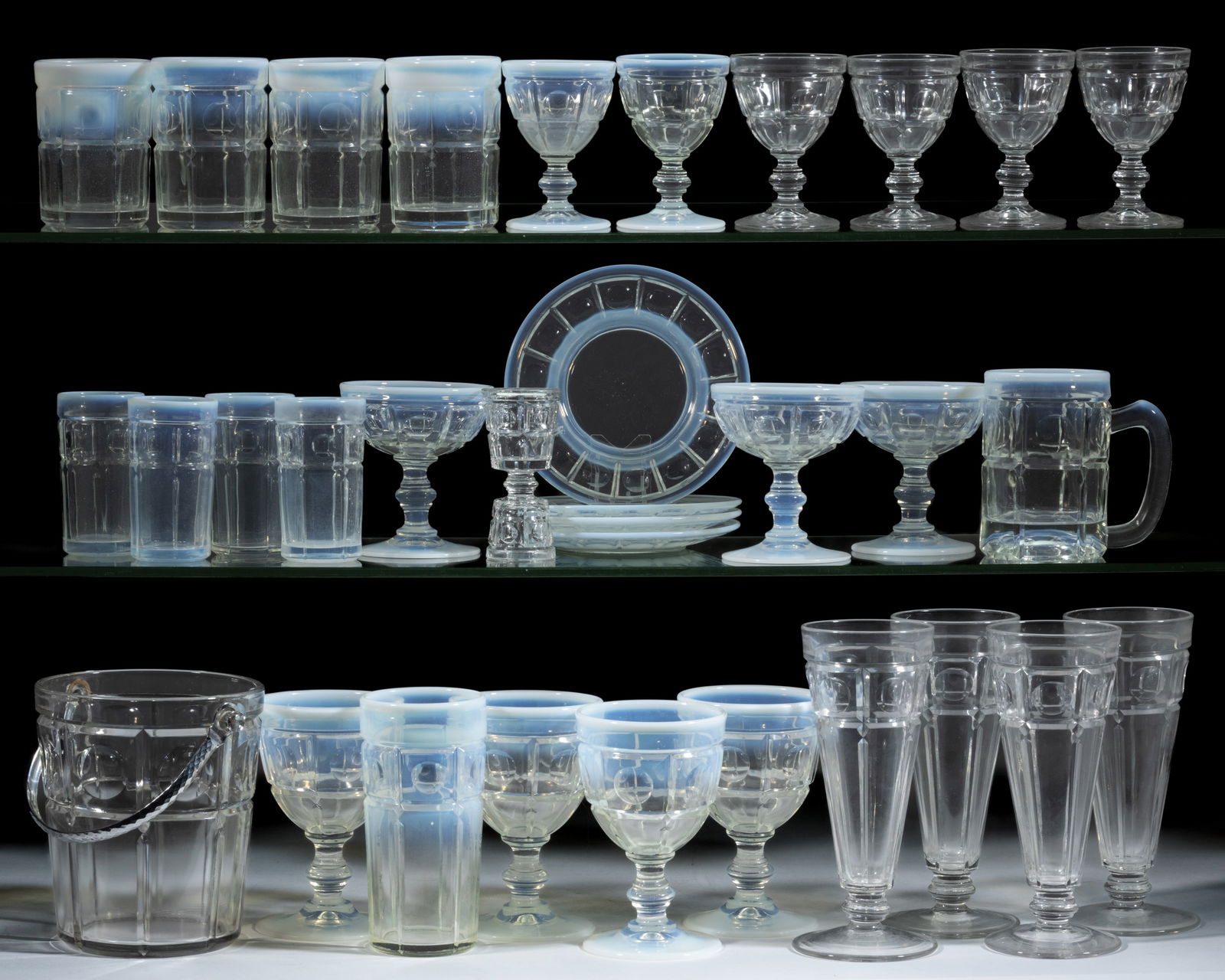 FENTON PLYMOUTH NO. 1620 BAR AND COCKTAIL GLASS ARTICLES, LOT OF 33 (1 of 1)